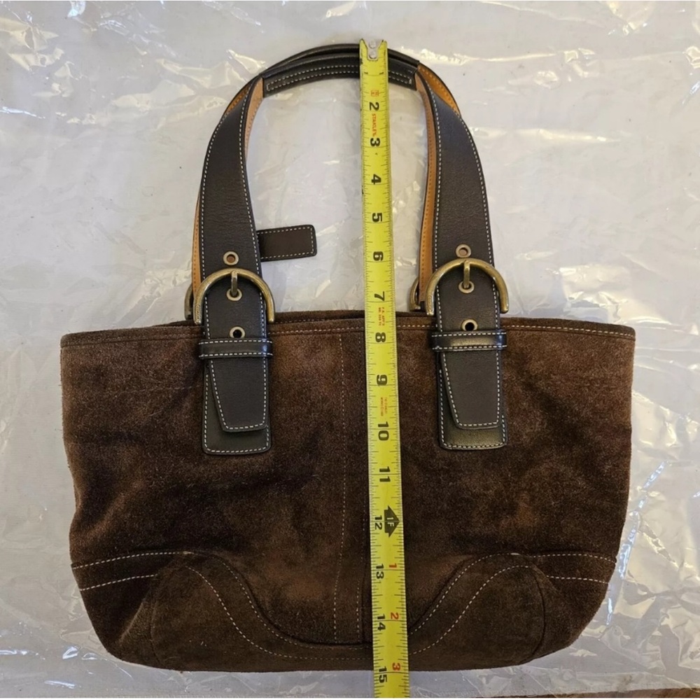 COACH BROWN SUEDE & LEATHER SHOULDER BAG - Picture 7 of 7